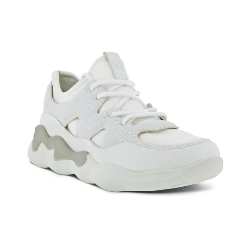 Ecco Shock Absorbers With Abrasion Resistant And Slip Resistant Properties Low Top Running Shoes Women's White-3