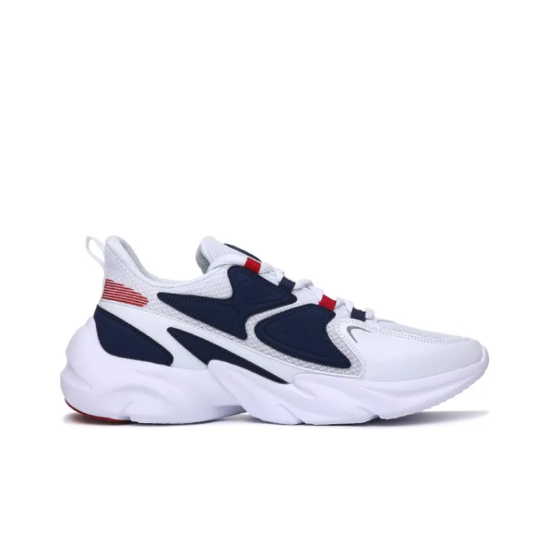 Erke Cushioning Anti Slip Wear Resistant Breathability Low Top Running Shoes Men's White Red-1