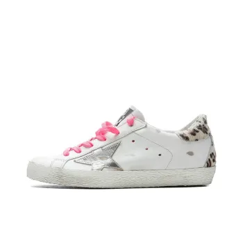 Golden Goose Super Star White Silver Pink Leopard Print Women's