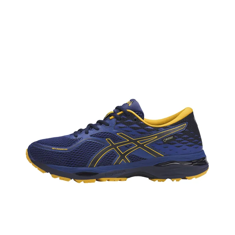 Asics Gel-Cumulus 19 Gore Te Breathable Low-Top Running Shoes Men's Blue Yellow-0