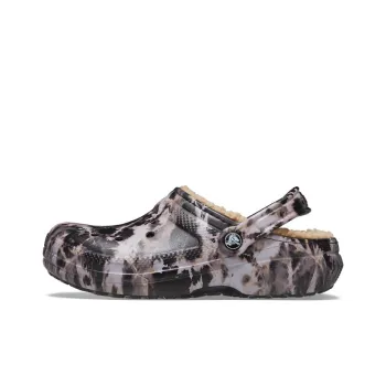 Crocs Classic Lined Bleach Dye Clogs 'Black White Beige'