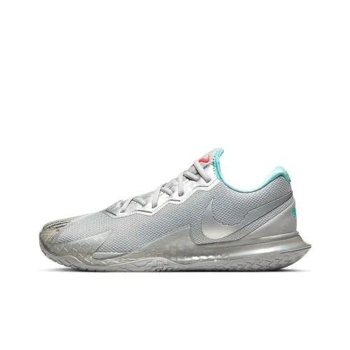 Nike Air Zoom Vapor Cage 4 Tennis Shoes Men Low-Top Silver Blue