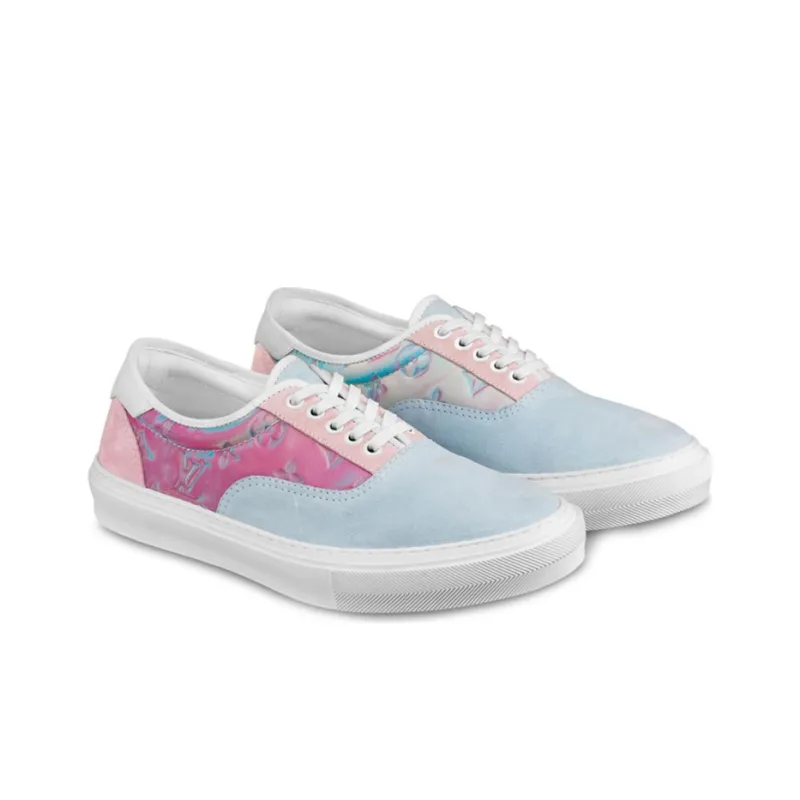 LOUIS VUITTON Trocadero Low Top Stylish Skateboarding Shoes Men's Blue Pink-2