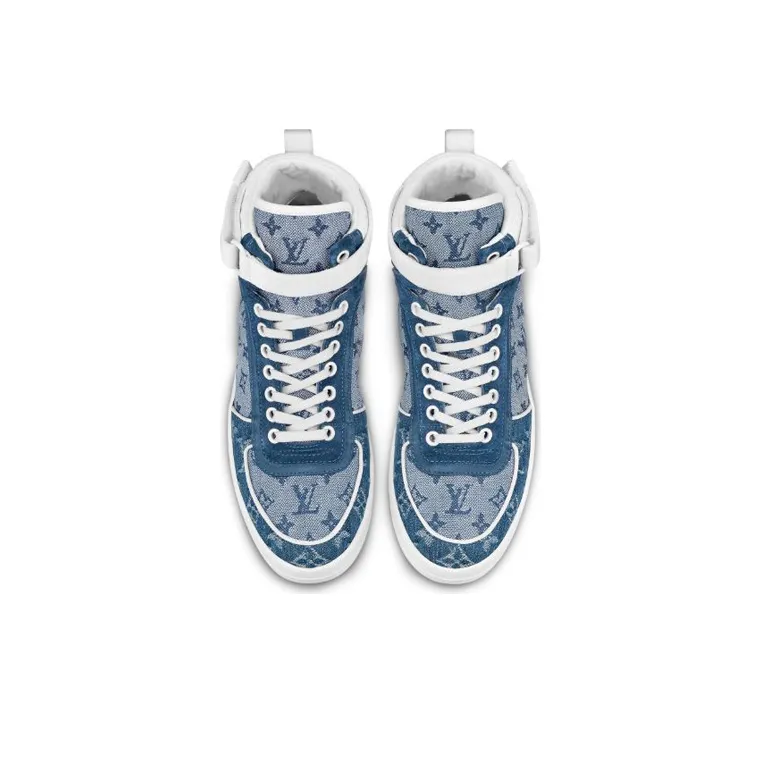LOUIS VUITTON Lv Boombox Monogram High Top Sneakers Denim Blue Women's-3