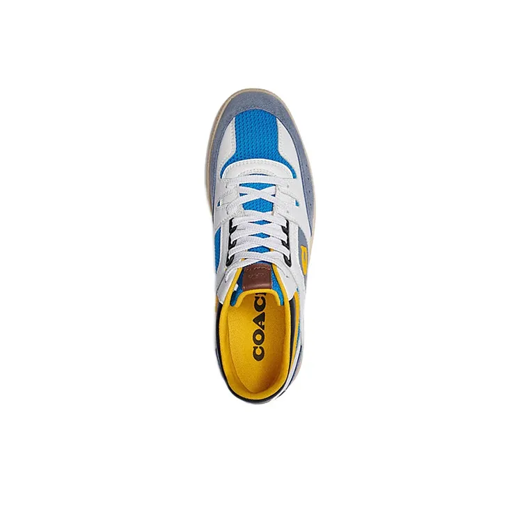 COACH Low Top Stylish Skateboarding Shoes Men's White Blue-3