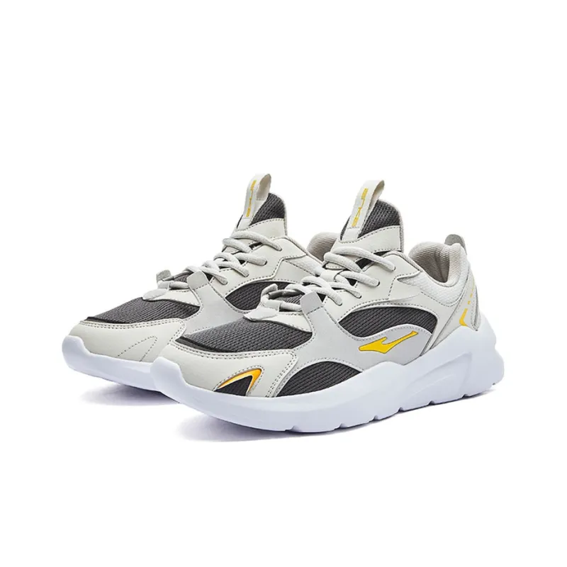 Erke Shock Absorbers With Slip Resistant And Abrasion Resistant Properties Low Top Running Shoes Men's Gray Yellow-1