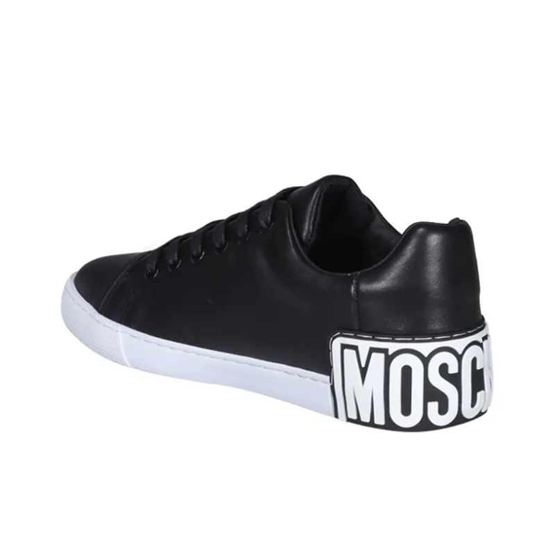 MOSCHINO Logo-embossed Leather Sneakers-3