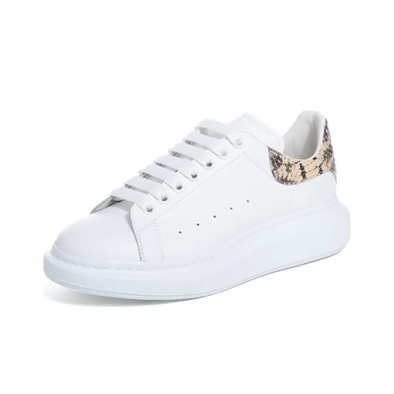 Alexander McQueen Oversized Sneaker Snakeskin Low-Top Skateboard Shoes Men's White-1