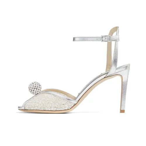 Jimmy Choo Sacora 85 Slim Heel One Strap Sandals Women's Silver