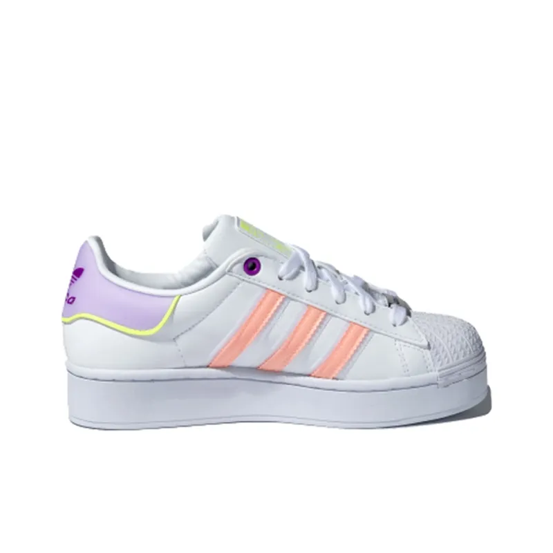 Adidas Originals Superstar Bold Anti Slip Wear Resistant Low Top Skateboard Shoes Women's White Pink Purple-1
