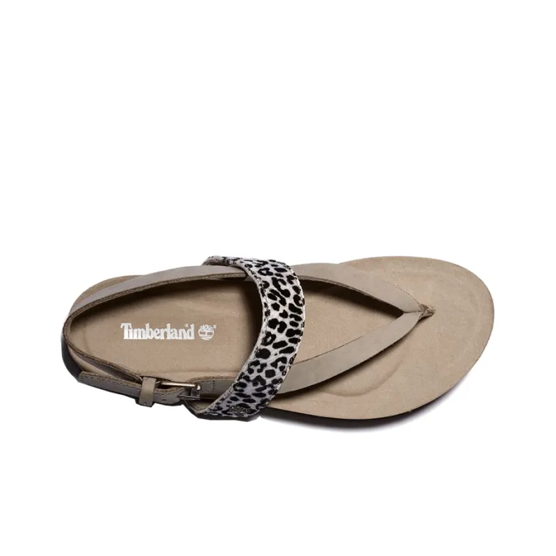 Timberland Beach Sandals Women's Gray/Black And White Leopard Print-2