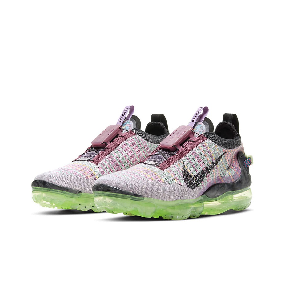 purple and lime green vapormax