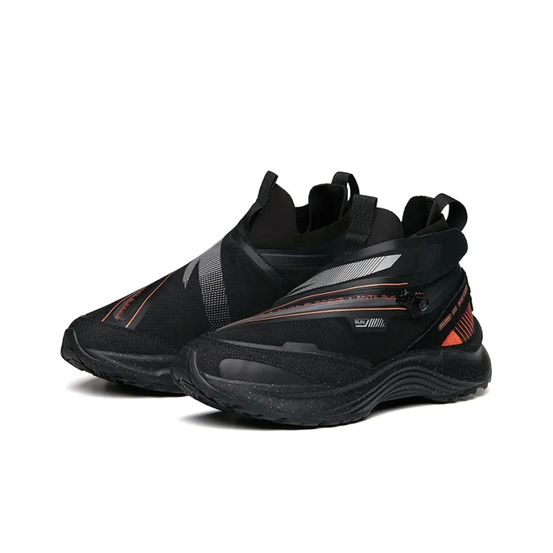 Anta Running Collection Slip Resistant, Abrasion Resistant Cushioning Coverage Mid Top Running Shoes Men's Black Orange-1