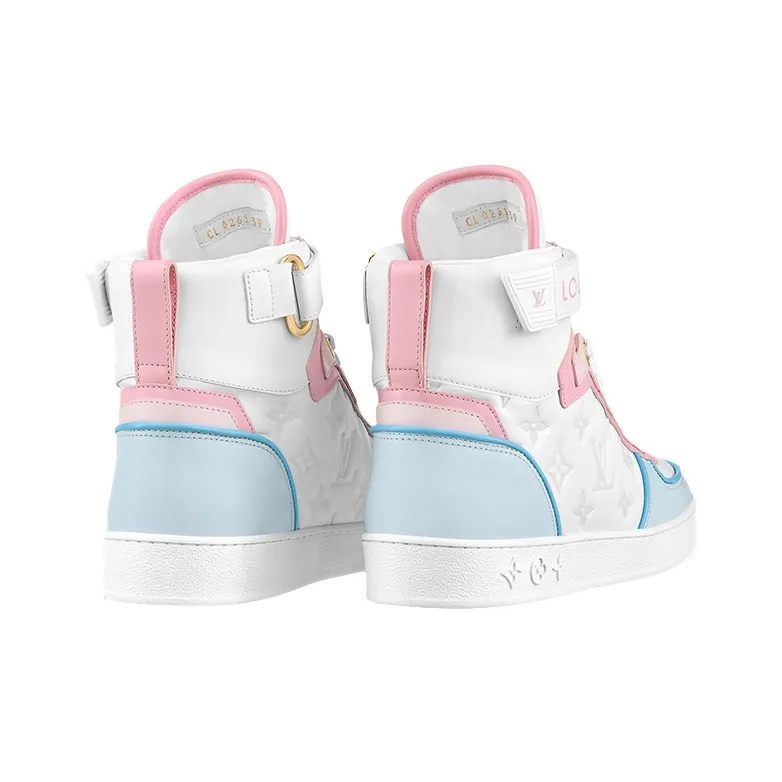LOUIS VUITTON Boombox Ankle Sneakers 'White Monogram With Pink And Blue' Women's-4