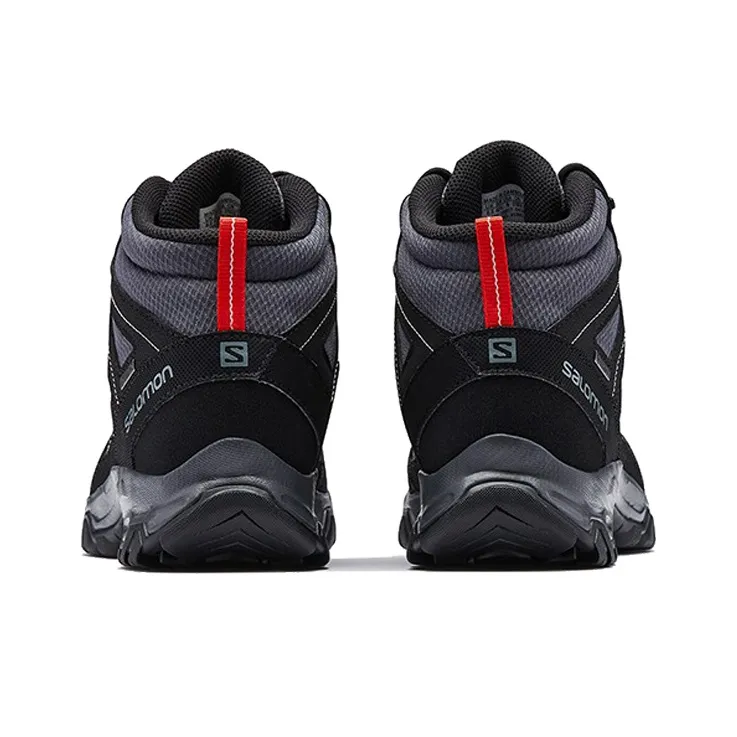 SALOMON Cushioned Slip Resistant Abrasion Resistant Mid Top Hiking Trekking Shoes Men's Ebony-3