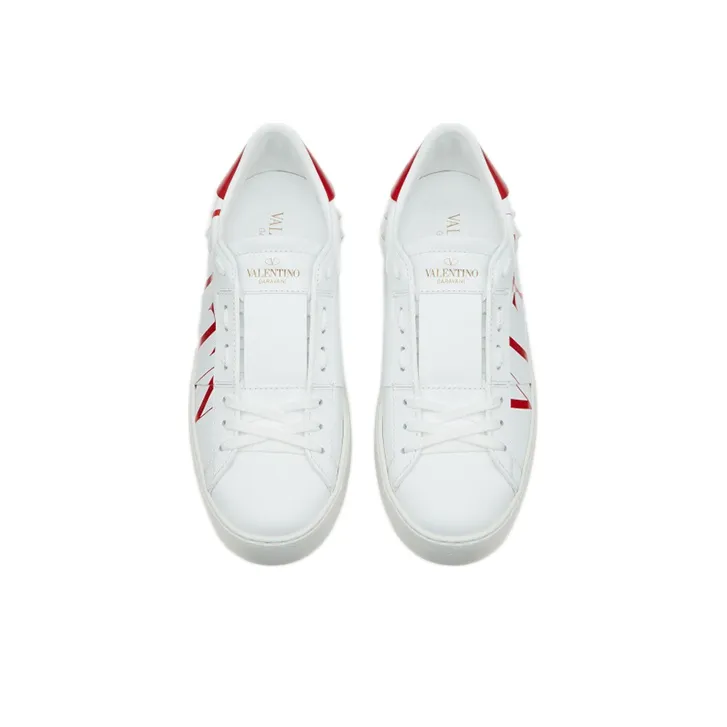 Valentino Open VLTN Low Top Skateboard Shoes Women's White Red-3