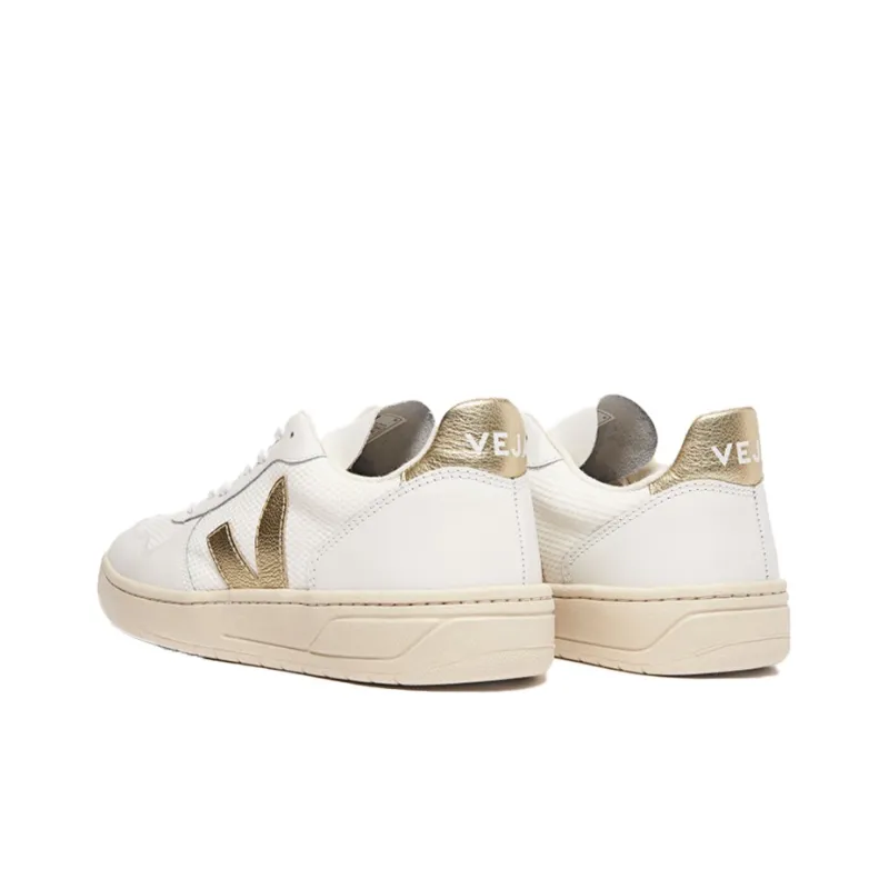 VEJA V-10 Stylish Skateboarding Shoes Unisex White Gold-2