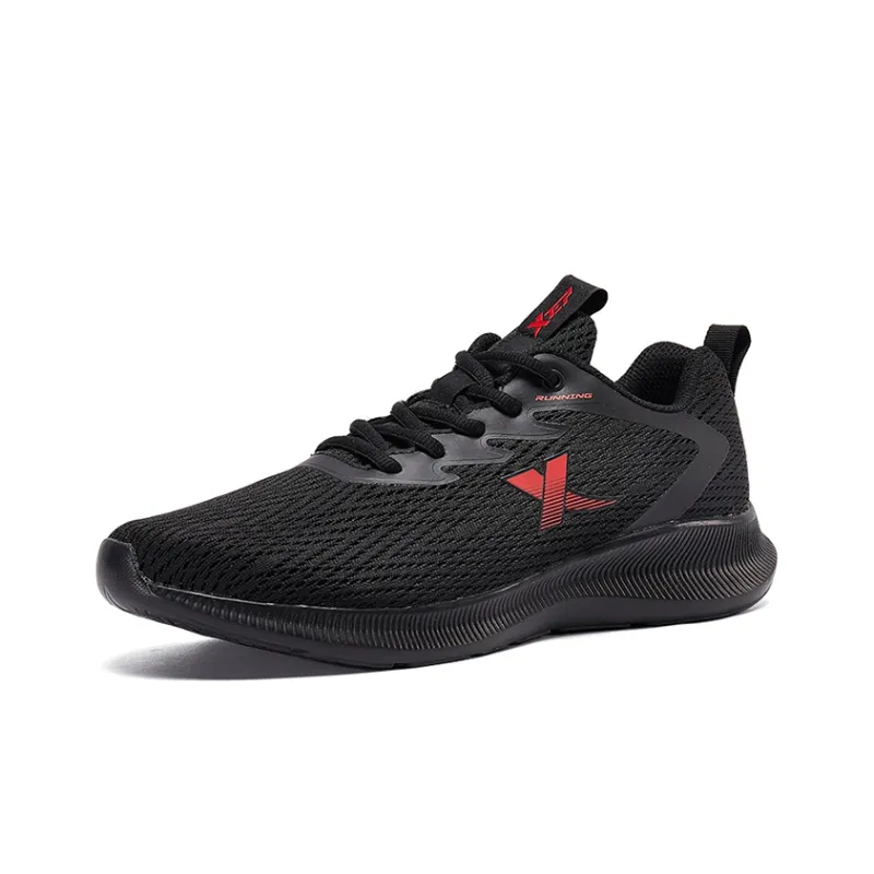 XTEP Lightweight Breathable And Wear Resistant Low Top Running Shoes Men's Black Red-1