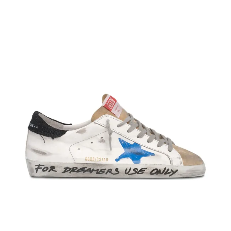 Golden Goose Super Star Stylish Skateboarding Shoes Men's White Blue Distressed Style-1