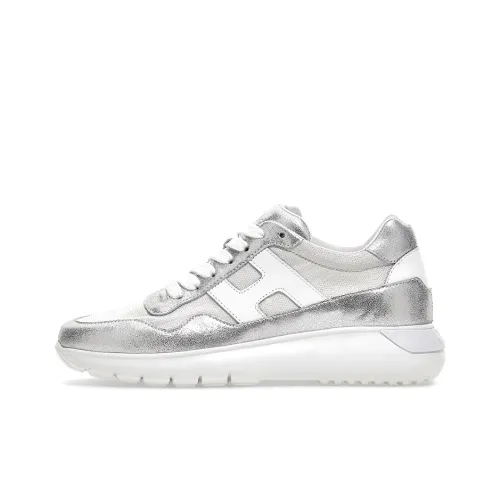 HOGAN Interactive³ Cushioning Anti-Slip And Wear-Resistant Low-Top Casual Shoes Women's Silver White