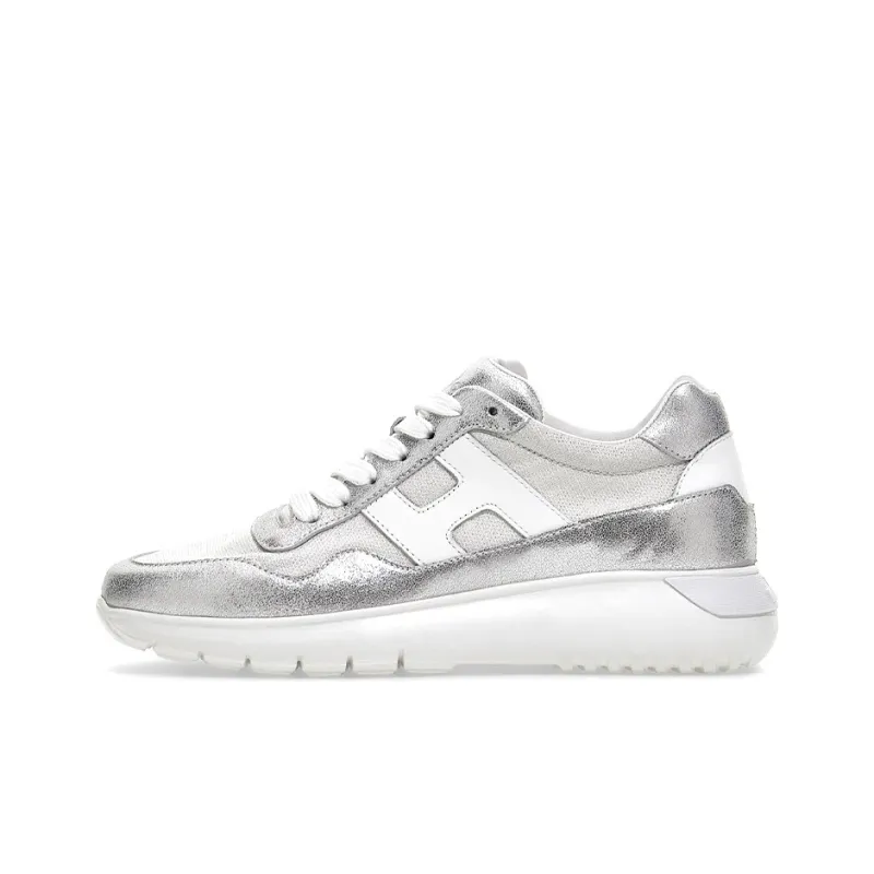 HOGAN Interactive³ Cushioning Anti-Slip And Wear-Resistant Low-Top Casual Shoes Women's Silver White-0