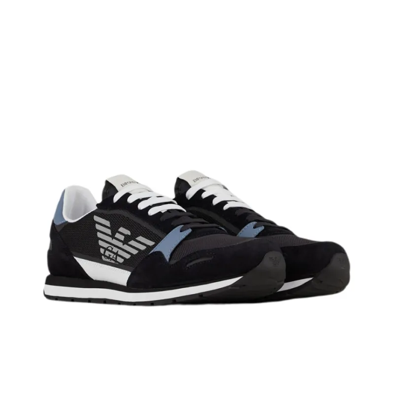 EMPORIO ARMANI Cushioned Slip-Resistant Abrasion-Resistant Low-Top Casual Shoes Men's Black Blue-3