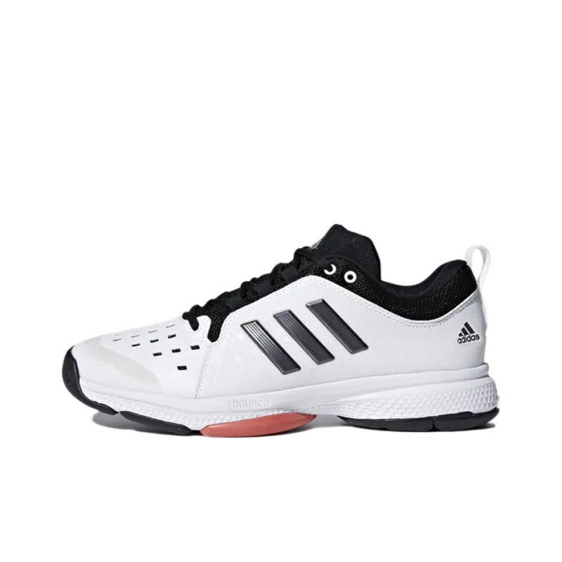 Adidas Barricade Classic Bounce Durable Cushioning Low Top Tennis Shoes Men's White Black-0