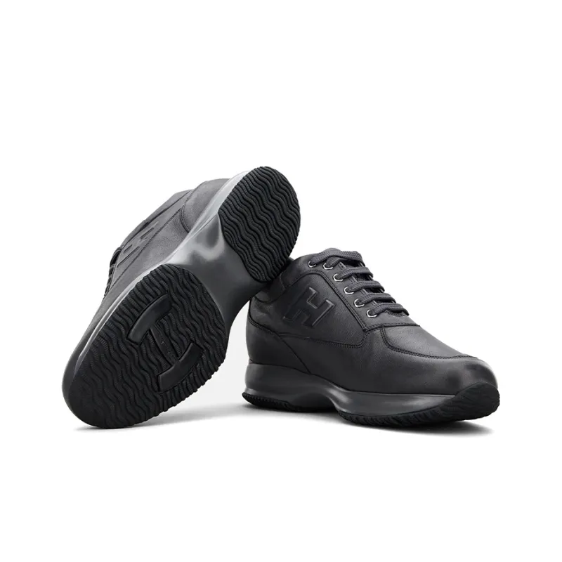 HOGAN Interactive Cushioning Anti Slip And Wear Resistant Low Top Casual Shoes Men's Black-4