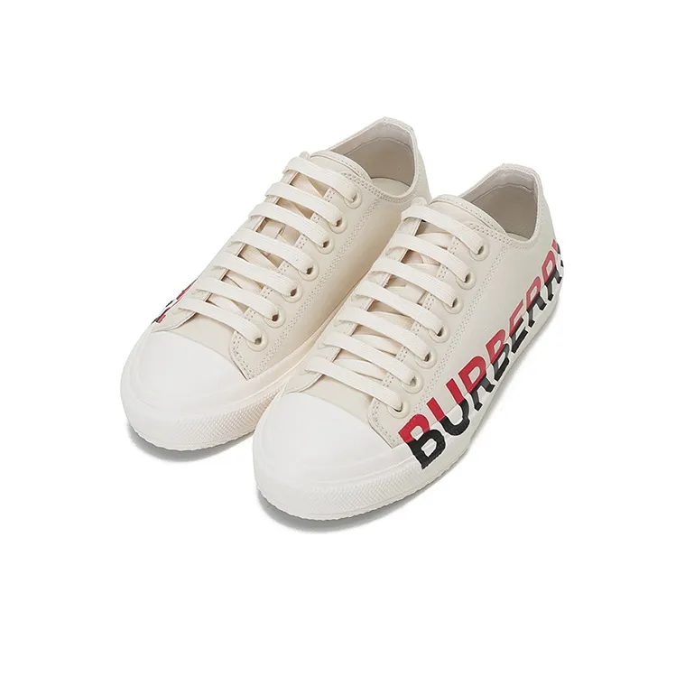Burberry Low Top Canvas Shoes Women's Cream-3