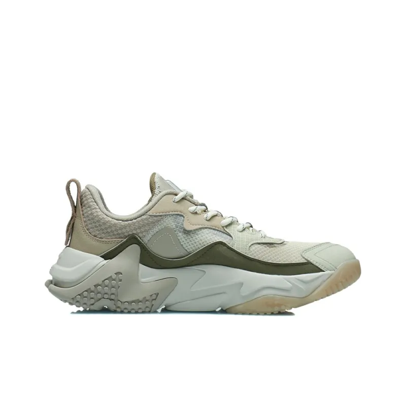 LiNing Ink Mist Ink Mist Cushioning Rebound Low-Top Casual Shoes Men's Oat Gray-1