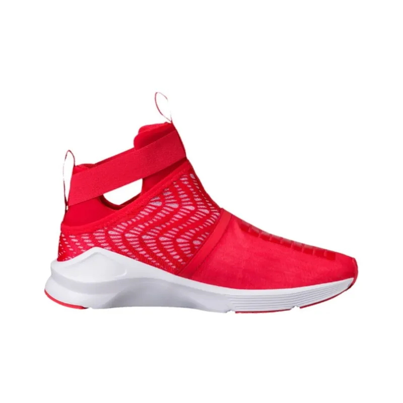 PUMA Fierce Strap Swirl Anti-Slip Wear-Resistant Lightweight Breathable High-Top Running Shoes Women's Pink-1