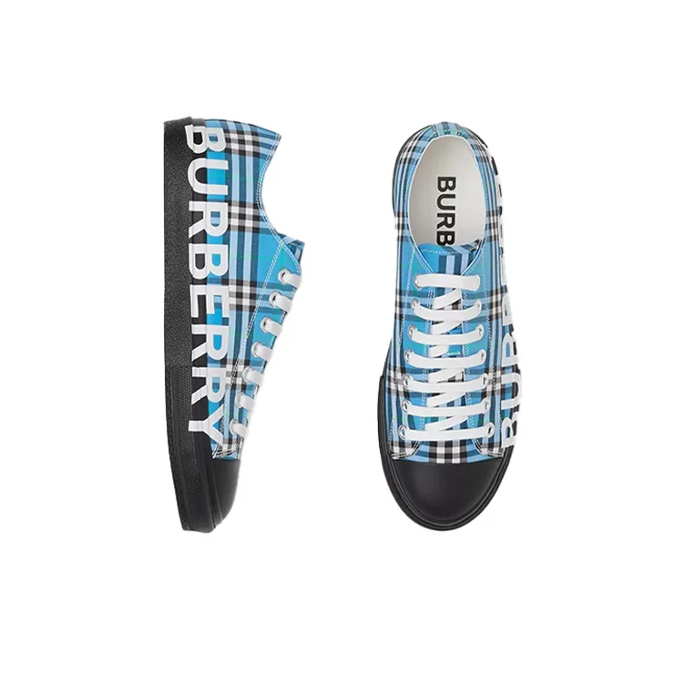 Burberry Low Top Stylish Skateboarding Shoes Men's Azure Blue-2