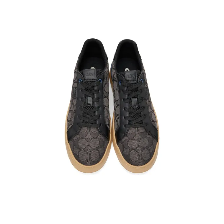 COACH Lowline Collection Low Top Stylish Skateboarding Shoes Men's Black Gray-3