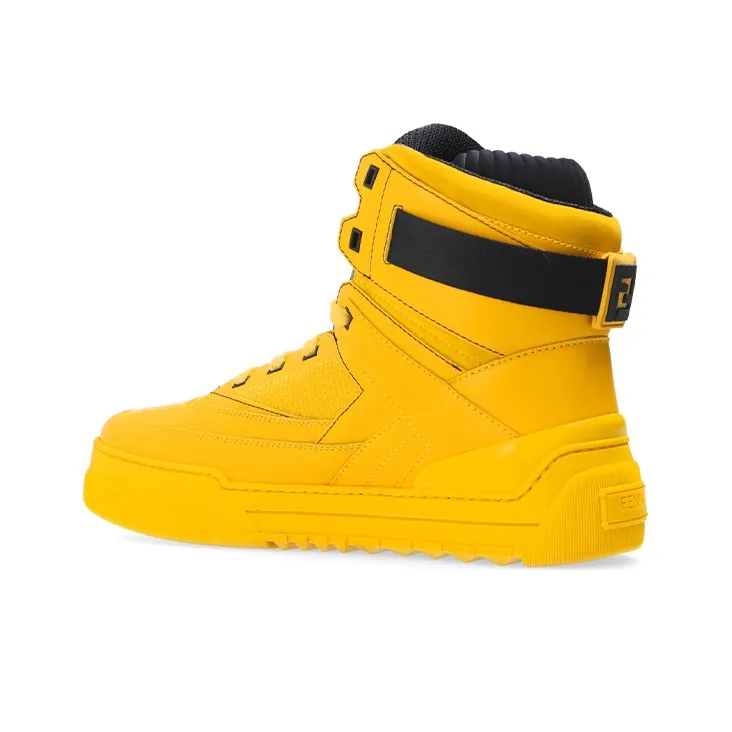 FENDI Skateboard Shoes Men High-Top Yellow-4