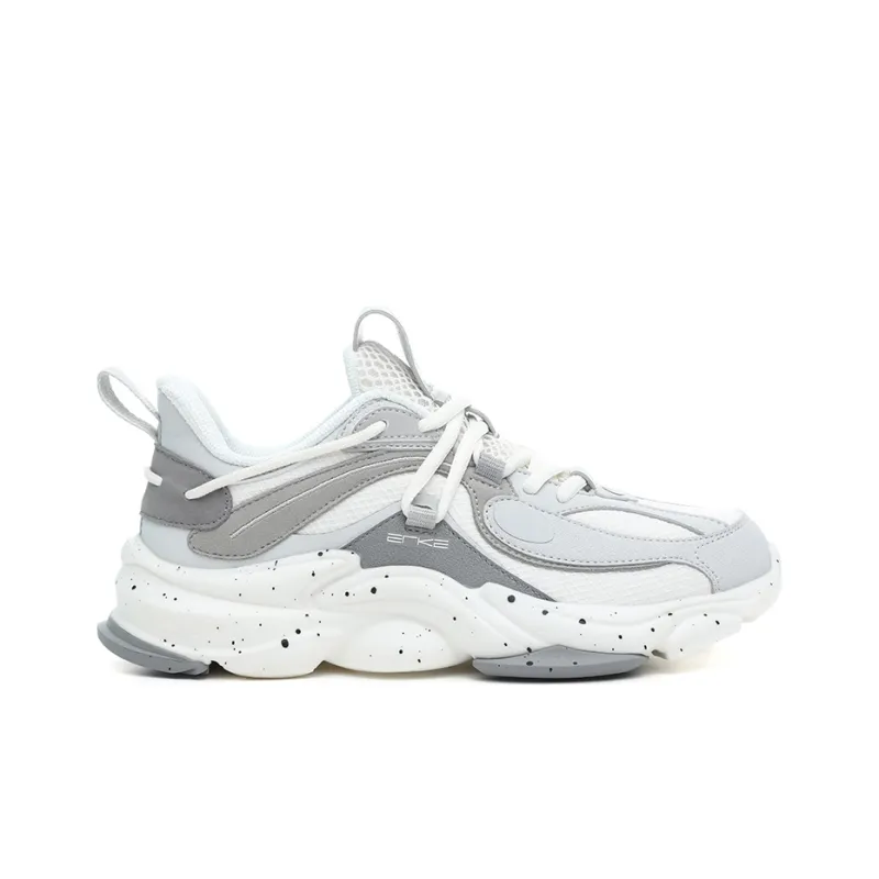Erke Tien Wu Anti Slip Wear Resistant Low Top Casual Shoes Women's Ivory White-1