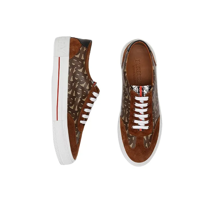 Burberry Low Top Skateboard Shoes Women's Brown-2