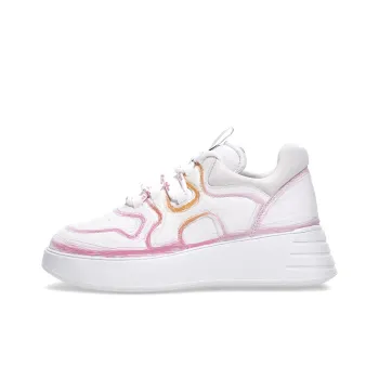 HOGAN Rebel Wear Resistant Low Top Casual Shoes Women's White Pink