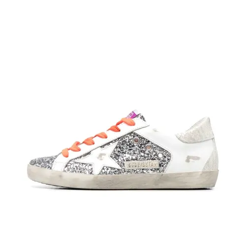 Golden Chelsea Super Star Stylish Skateboarding Shoes Women's White Silver