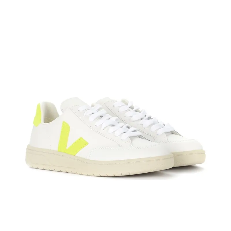 VEJA V 12 Leather 'Extra White Neon Green'-2