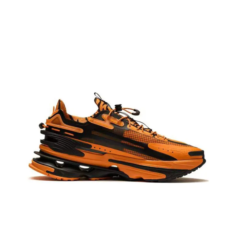 LiNing CF Tracing Hiking Cushioning, Slip Resistant, And Abrasion Resistant Low Top Casual Shoes Men's Black Orange-1
