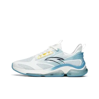 Anta Cushioned Slip-Resistant Abrasion-Resistant Breathable Low-Top Running Shoes Men's White Blue Yellow