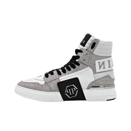 PHILIPP PLEIN Skateboard Shoes Men High-Top Light Gray