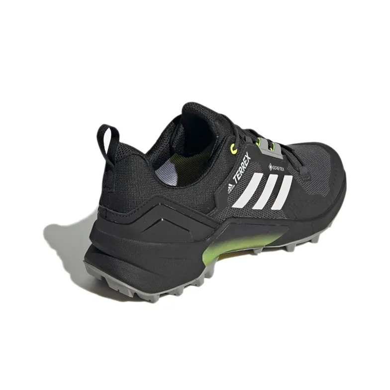 Adidas Terrex Swift R3 Gore Tex Hiking Slip Resistant And Breathable Low Top Hiking Shoes Men's Black White Green-3