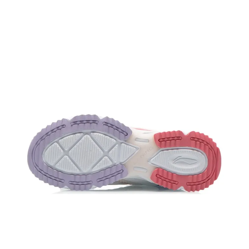 LiNing Cushioning Anti Slip And Wear Resistant Low Top Running Shoes Women's Pink White Blue-4