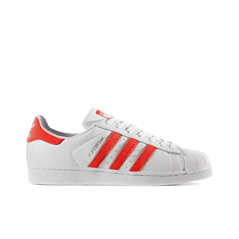 Adidas Originals SUPERSTAR Style Non-slip Lightweight Low-Top Skateboard Shoes Unisex Coral Orange-1