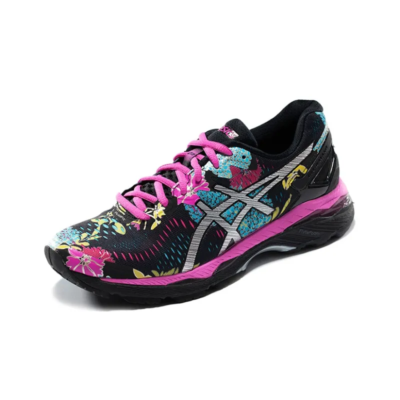 Asics Gel Kayano 23 Durable Breathable Low Top Running Shoes Women's Black Silver Pink-2