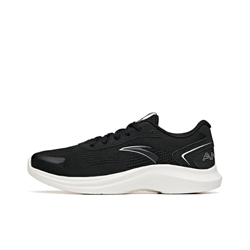 Anta Breathable Wear-Resistant Slip-Resistant Low-Top Running Shoes Men's Black White Flying Woven Casual-0