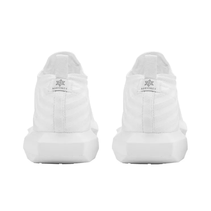 NORVINCY Breathable Lightweight Low Top Running Shoes Unisex White-3