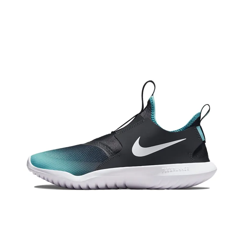 Nike Flex Runner Cushioned Anti-Slip Wear-Resistant Breathable Lightweight Low-Top Running Shoes GS Black Blue-0