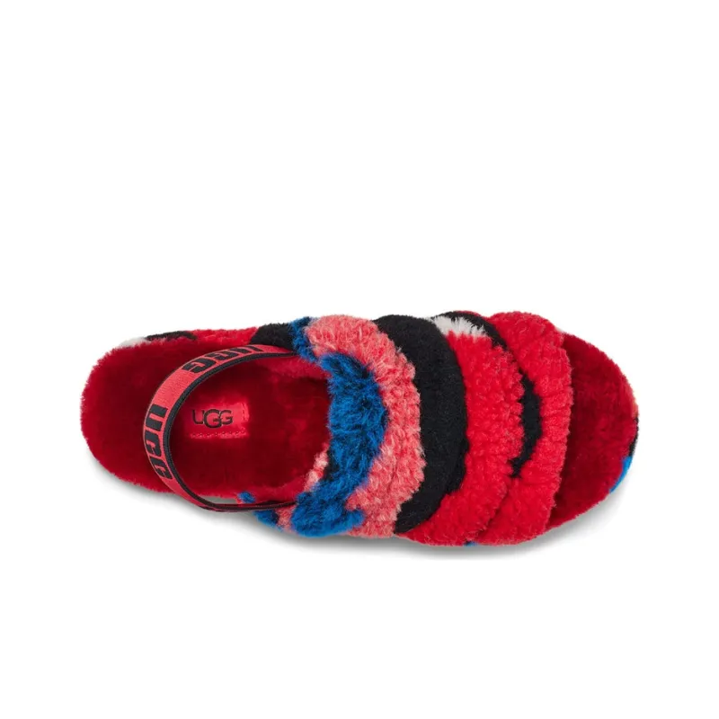 UGG Fluff Yeah Slide Cali Collage Red Women's-3